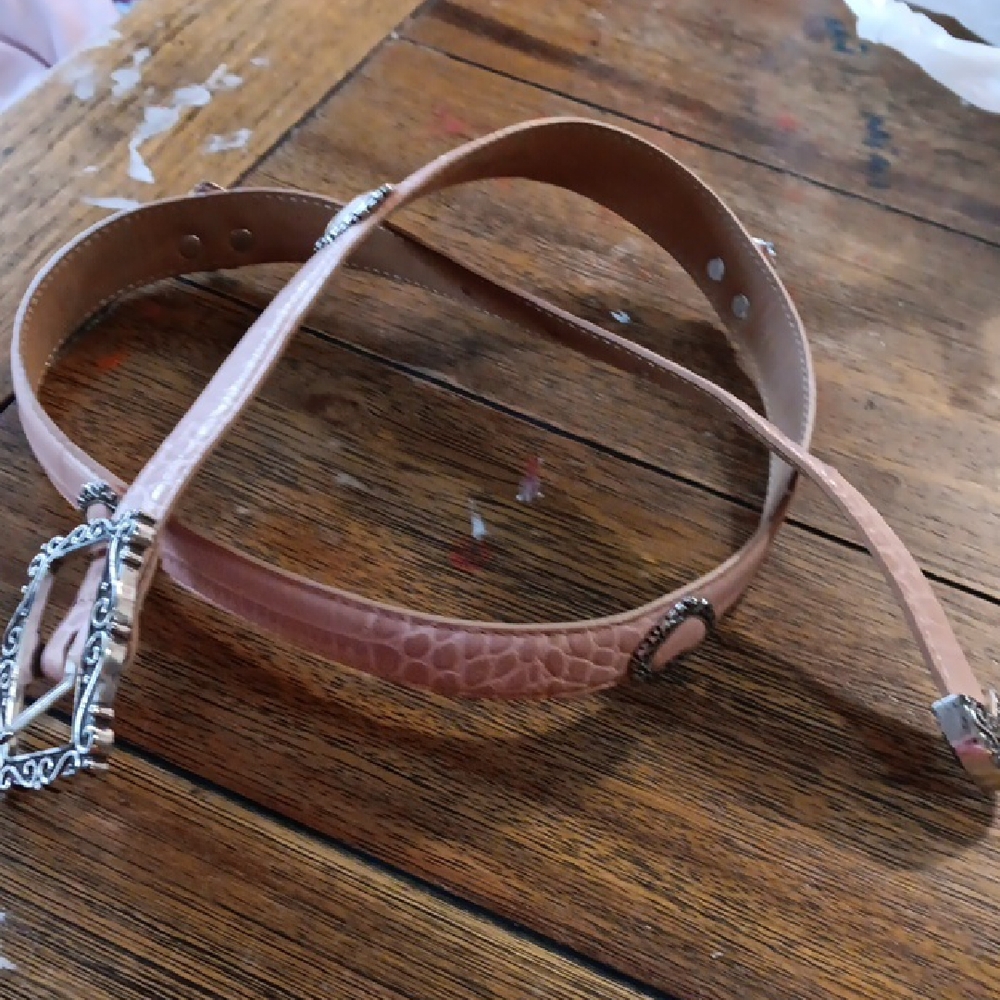 Brighton Elegant Pink Leather Belt with Silver Buckle And Hearts